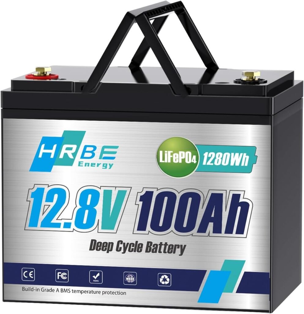 100Ah LiFePO4 Battery 12.8V Lithium Battery Built-in 100A BMS, Rechargeable Lithium Iron Phosphate Battery, 8000+ Deep Cycles 1280Wh Battery Waterproof for RV, Solar, Boat, Marine, Trolling Motor