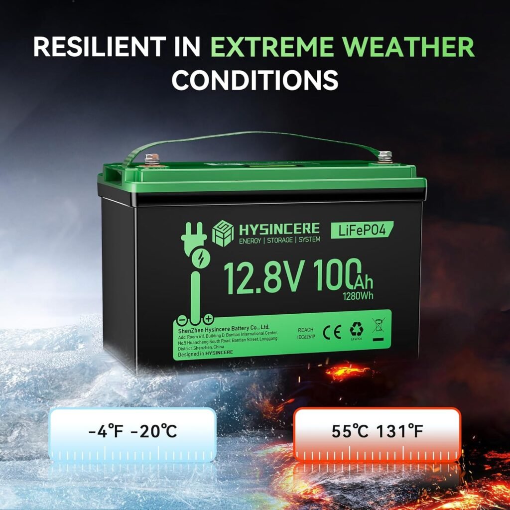 12V 100Ah LiFePO4 Lithium Battery, Mini Deep Cycle Rechargeable LiFePO4 Battery, Max.15000 Cycles Built in 100A BMS for RV, Trolling Motor, Camping, Marine, Solar, Home Energy Storage(1 Pack)