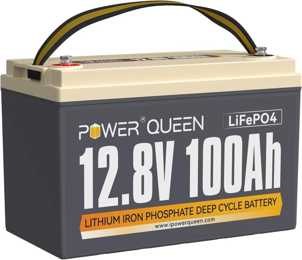 Power Queen 12V 100Ah LiFePO4 Battery Group 31 Lithium Deep Cycles Battery, Built-in 100A BMS, Up to 15000 Deep Cycles, Perfect for RV, Marine, Off-Grid Cabin (12V 100Ah Basic)