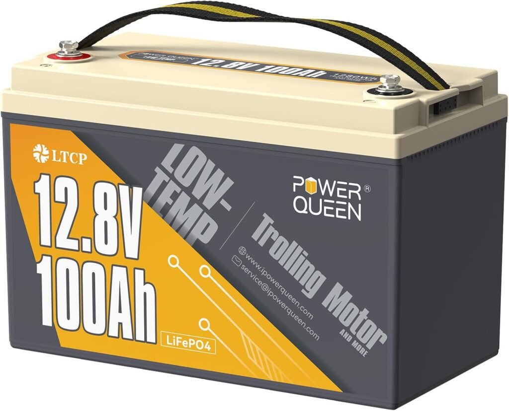 Power Queen 12V 100Ah LiFePO4 Battery Low-temp Protection Group 31 Lithium Battery, Deep Cycle Battery with 100A BMS, 1280Wh Energy, Up to 15000 Cycles for Trolling Motors, Boat, Marine, RV, Solar