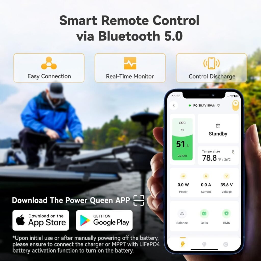 Power Queen 12V 100Ah LiFePO4 Battery Low-temp Protection Group 31 Lithium Battery, Deep Cycle Battery with 100A BMS, 1280Wh Energy, Up to 15000 Cycles for Trolling Motors, Boat, Marine, RV, Solar