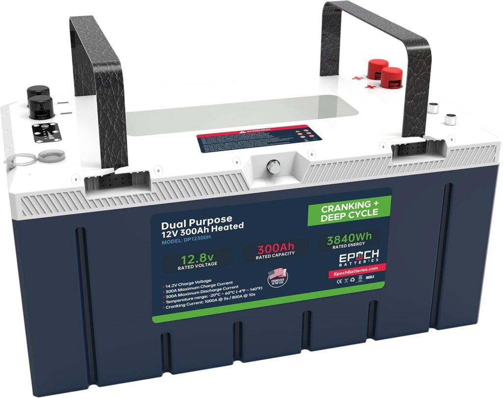 12V 300Ah Pro Series - LiFePO4 Cranking  Deep Cycle Lithium Battery (Dual Purpose), Group 8D Built-in 300A BMS with 1,000A @ 5s Cranking Ability, Perfect for Marine, Bow Thruster, RV