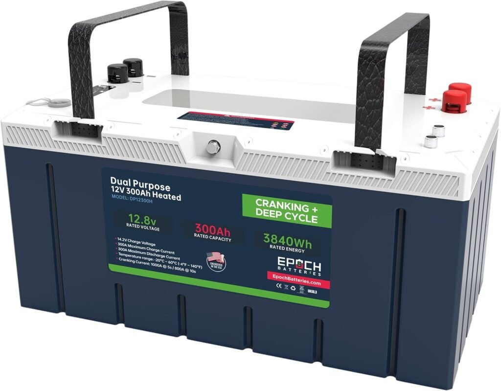 12V 300Ah Pro Series - LiFePO4 Cranking  Deep Cycle Lithium Battery (Dual Purpose), Group 8D Built-in 300A BMS with 1,000A @ 5s Cranking Ability, Perfect for Marine, Bow Thruster, RV