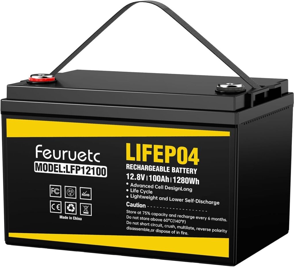 Feuruetc 12V 200Ah Lithium LiFePO4 Battery, Built-in 200A BMS, 2560Wh Energy Storage, Iron Phosphate 8000-15000 Deep Cycles Battery for Solar, Trolling Motor, RV(2pc) Feuruetc 12V 200Ah Lithium LiFePO4 Battery, Built-in 200A BMS, 2560Wh Energy Storage, Iron Phosphate 8000-15000 Deep Cycles Battery for Solar, Trolling Motor, RV(2pc)