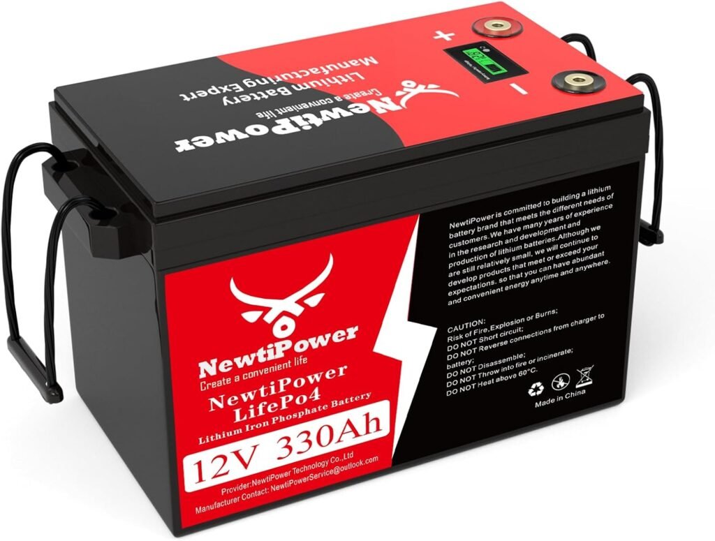 12V 330Ah Small LiFePO4 Lithium Battery with APP, 200A BMS,10000+ Deep Cycle Lithium Iron Phosphate Battery Great for Winter Power Shortage, RV, Marine and Off Grid Applications