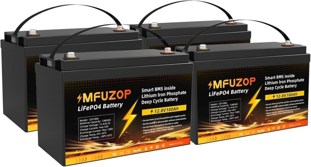 12V 400Ah LiFePO4 Lithium Battery, 20000+ Lithium Deep Cycle Energy Storage Battery 12.8V, 100A BMS 5120Wh, 31 Group 12V 100Ah in Series to 48V 100Ah for Marine Boat, Motor, RV (Group 31 * 4)
