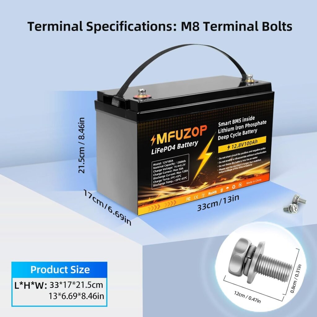 12V 400Ah LiFePO4 Lithium Battery, 20000+ Lithium Deep Cycle Energy Storage Battery 12.8V, 100A BMS 5120Wh, 31 Group 12V 100Ah in Series to 48V 100Ah for Marine Boat, Motor, RV (Group 31 * 4)