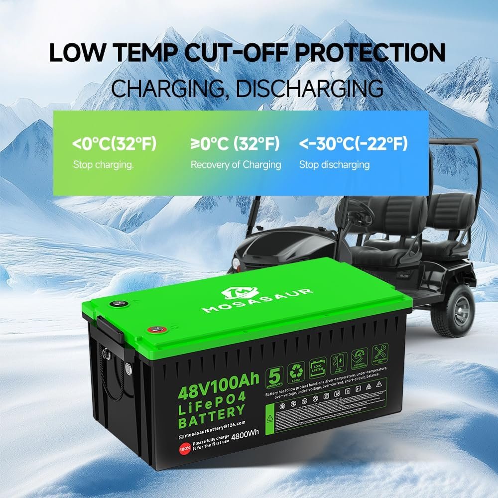 48V 100Ah LiFePO4 Golf Cart Battery, 10.24kW Peak Power 4000+ Cycles, Built-in 200A BMS | with 48V 20A Lithium Battery Charger, LCD Screen APP Monitoring | for Golf Carts, RV, Marine 48V 100Ah LiFePO4 Golf Cart Battery, 10.24kW Peak Power 4000+ Cycles, Built-in 200A BMS | with 48V 20A Lithium Battery Charger, LCD Screen APP Monitoring | for Golf Carts, RV, Marine