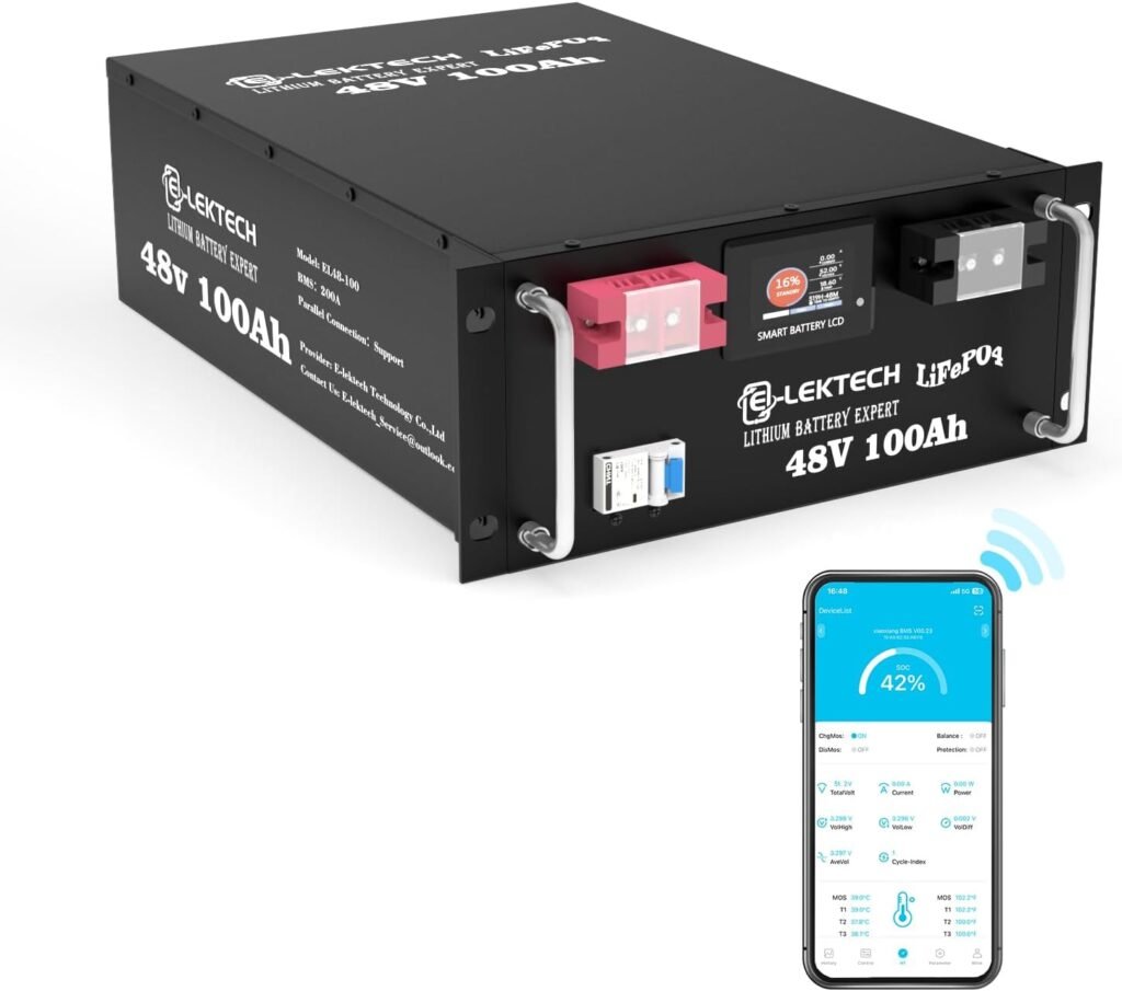 48V 100Ah LiFePO4 Lithium Battery, Built-in 200A BMS, Server Rack Battery with APP, 10000+ Deep Cycles, Max. 10.24kW Power Output, Perfect for Off-Grid, RV, Solar Power System, Home Backup 48V 100Ah LiFePO4 Lithium Battery, Built-in 200A BMS, Server Rack Battery with APP, 10000+ Deep Cycles, Max. 10.24kW Power Output, Perfect for Off-Grid, RV, Solar Power System, Home Backup