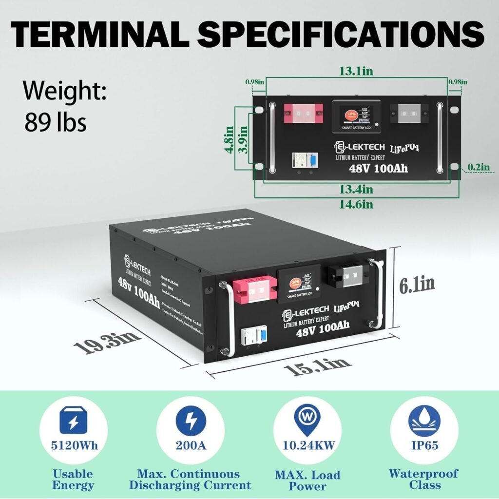 48V 100Ah LiFePO4 Lithium Battery, Built-in 200A BMS, Server Rack Battery with APP, 10000+ Deep Cycles, Max. 10.24kW Power Output, Perfect for Off-Grid, RV, Solar Power System, Home Backup 48V 100Ah LiFePO4 Lithium Battery, Built-in 200A BMS, Server Rack Battery with APP, 10000+ Deep Cycles, Max. 10.24kW Power Output, Perfect for Off-Grid, RV, Solar Power System, Home Backup
