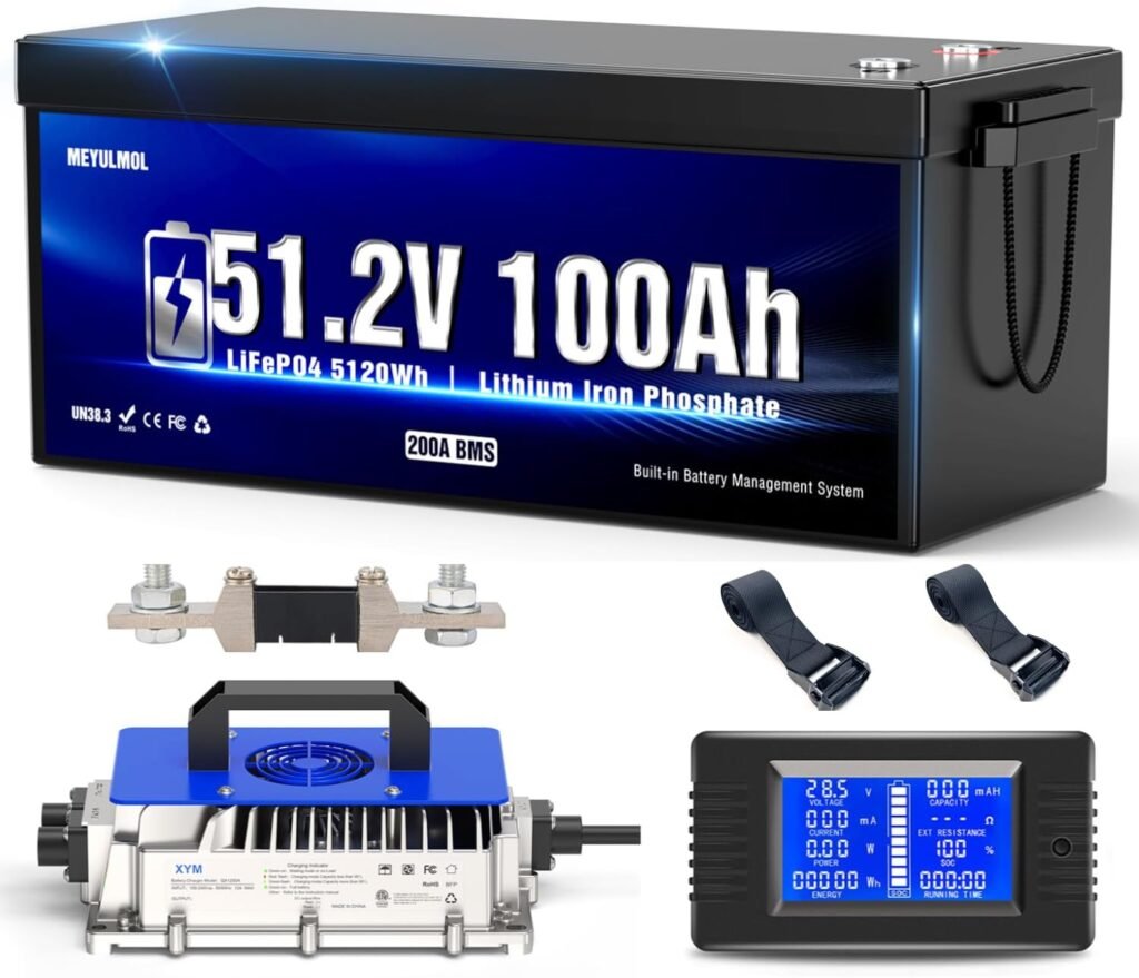 48V 100Ah Lithium Battery Golf Cart Battery with 18A Lithium Charger, Upgraded 200A BMS System, LCD Monitor, 48V 100Ah LiFePO4 Complete Upgrade Kit,10.24kW Output, Prefect for Golf,RV,Solar System 48V 100Ah Lithium Battery Golf Cart Battery with 18A Lithium Charger, Upgraded 200A BMS System, LCD Monitor, 48V 100Ah LiFePO4 Complete Upgrade Kit,10.24kW Output, Prefect for Golf,RV,Solar System