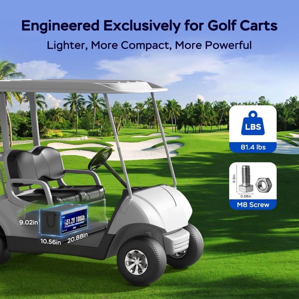 48V 100Ah Lithium Battery Golf Cart Battery with 18A Lithium Charger, Upgraded 200A BMS System, LCD Monitor, 48V 100Ah LiFePO4 Complete Upgrade Kit,10.24kW Output, Prefect for Golf,RV,Solar System 48V 100Ah Lithium Battery Golf Cart Battery with 18A Lithium Charger, Upgraded 200A BMS System, LCD Monitor, 48V 100Ah LiFePO4 Complete Upgrade Kit,10.24kW Output, Prefect for Golf,RV,Solar System
