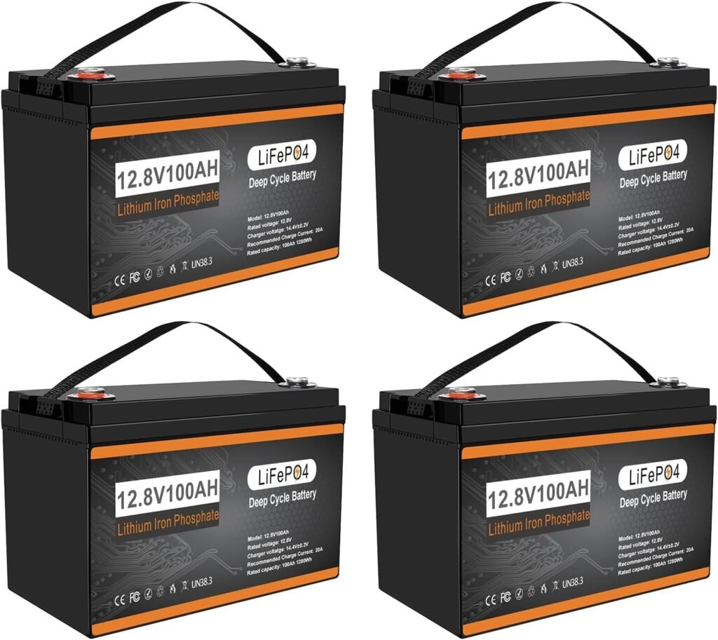 48V 100Ah Lithium Battery Golf Cart,8000+ Deep Cycle 48 Volt Lithium Battery, Built-in 100A BMS 5120W, 4 Pack 12V 100Ah Group 31 in Series to 48V Batteries for Golf Cart,RV,Off-Grid Solar