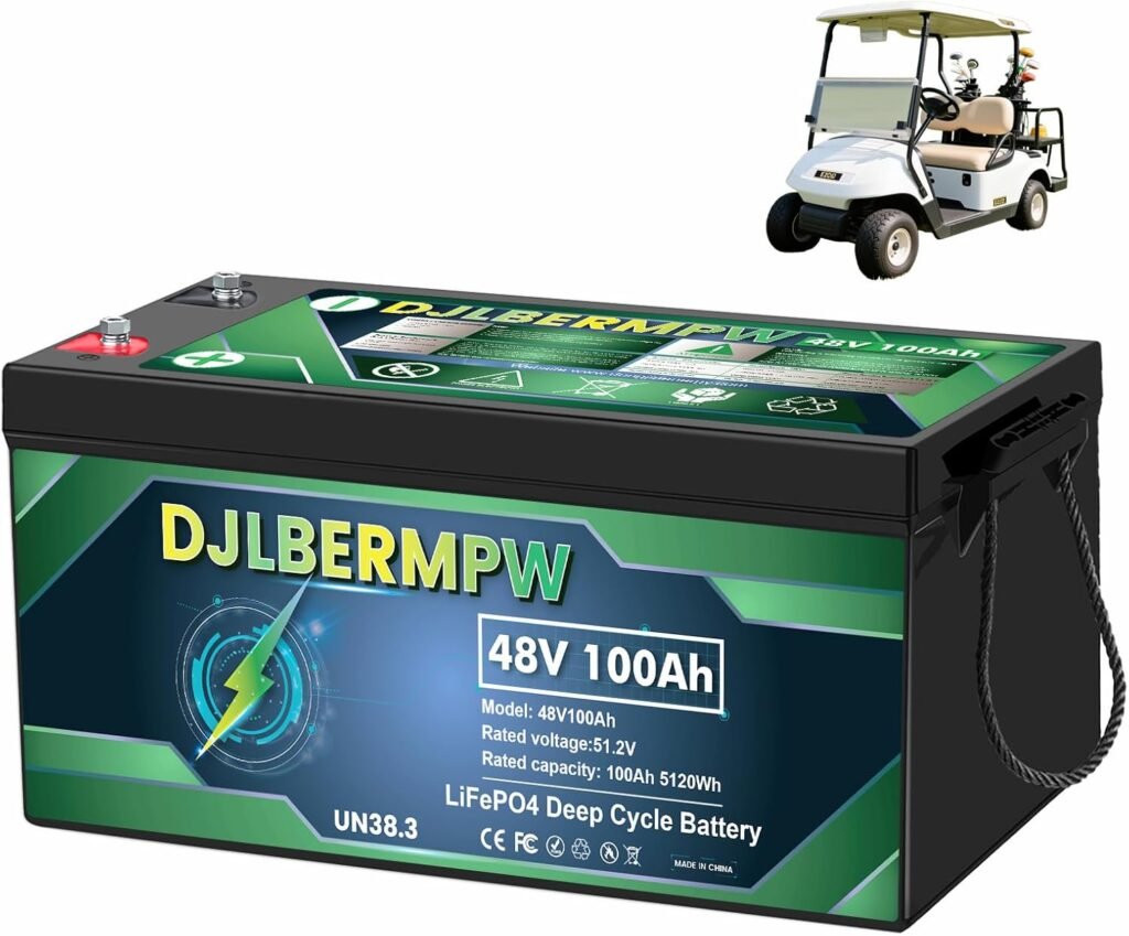 48V 100Ah Lithium Golf Cart Battery, 48 Volt Lithium Battery for Golf Cart, 5120W Output Built-in 100A BMS, Up to 15000 Deep Cycles, Grade A Cells, Fit Club Car, RV, Solar Off-Grid 48V 100Ah Lithium Golf Cart Battery, 48 Volt Lithium Battery for Golf Cart, 5120W Output Built-in 100A BMS, Up to 15000 Deep Cycles, Grade A Cells, Fit Club Car, RV, Solar Off-Grid
