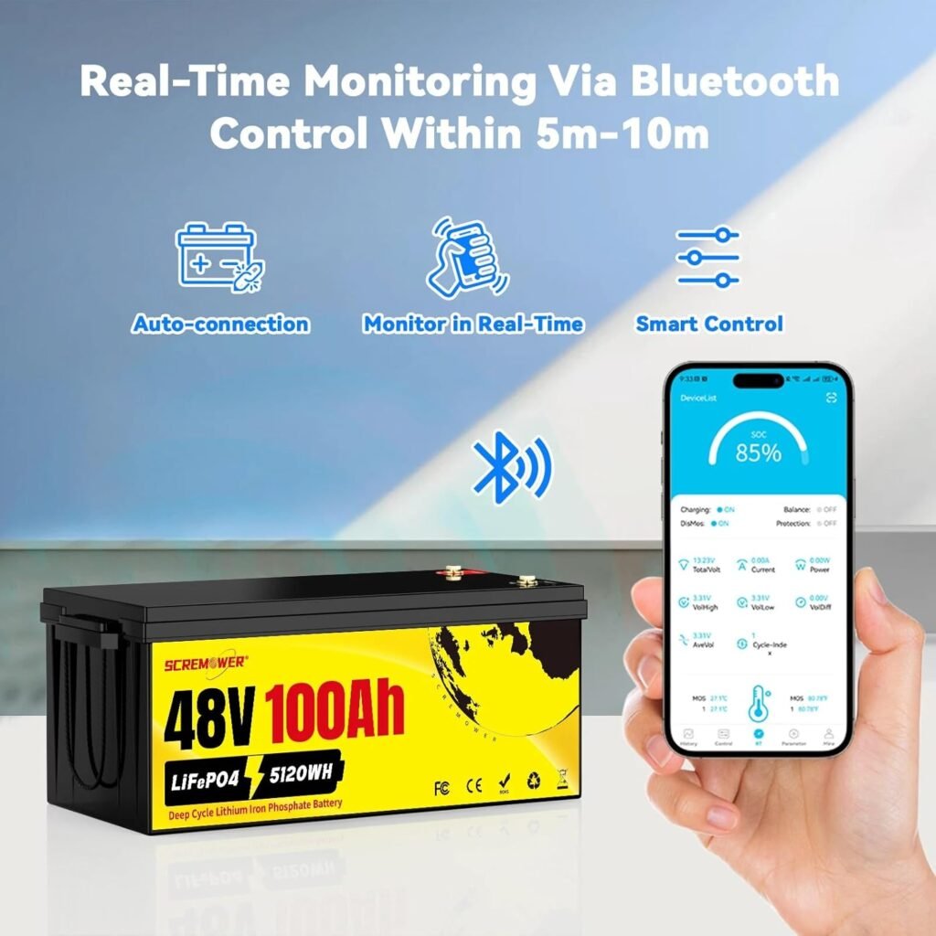 48V 100AH Lithium Golf Cart Battery - 5.12kWh LiFePO4 Battery, 1000A Peak Current, 10000+ Deep Cycles Batteries for 48V Golf Carts, Solar Systems, RVs Off Grid Applications 48V 100AH Lithium Golf Cart Battery - 5.12kWh LiFePO4 Battery, 1000A Peak Current, 10000+ Deep Cycles Batteries for 48V Golf Carts, Solar Systems, RVs Off Grid Applications