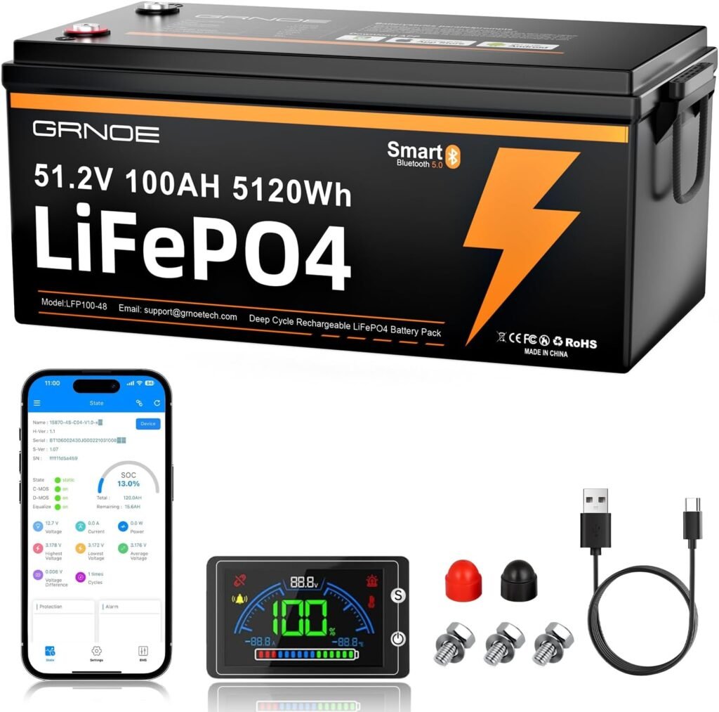 48V100AH LiFePO4 Lithium Battery, 48V Lithium Battery Buiilt-in BMS,4000+Deep Cycle,1000A Peak Current,LCD Monitor Mobile APP,Perfect for Golf Cart,RV, Trolling Motors, Off Grid Living 48V100AH LiFePO4 Lithium Battery, 48V Lithium Battery Buiilt-in BMS,4000+Deep Cycle,1000A Peak Current,LCD Monitor Mobile APP,Perfect for Golf Cart,RV, Trolling Motors, Off Grid Living