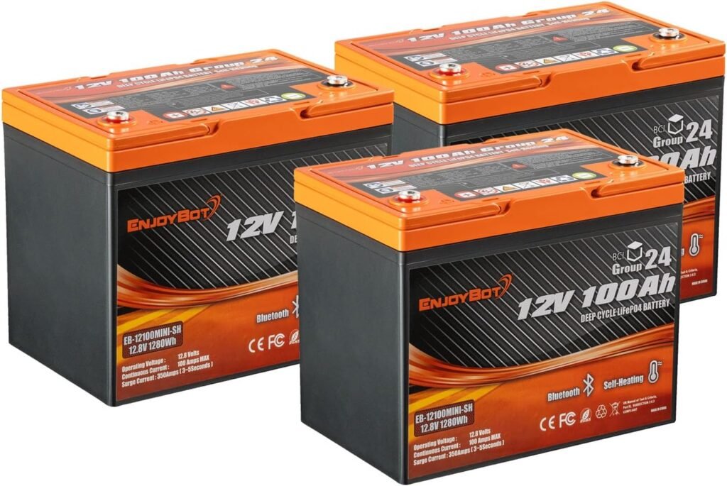 Enjoybot 48V 100Ah LiFePO4 Lithium Golf Cart Battery Conversion Kit - 4 X 12V 100Ah Group 24 Bluetooth LiFePO4 Battery, Built-in 100A BMS with Low-Temp Protection, Peak Current of 350A Enjoybot 48V 100Ah LiFePO4 Lithium Golf Cart Battery Conversion Kit - 4 X 12V 100Ah Group 24 Bluetooth LiFePO4 Battery, Built-in 100A BMS with Low-Temp Protection, Peak Current of 350A