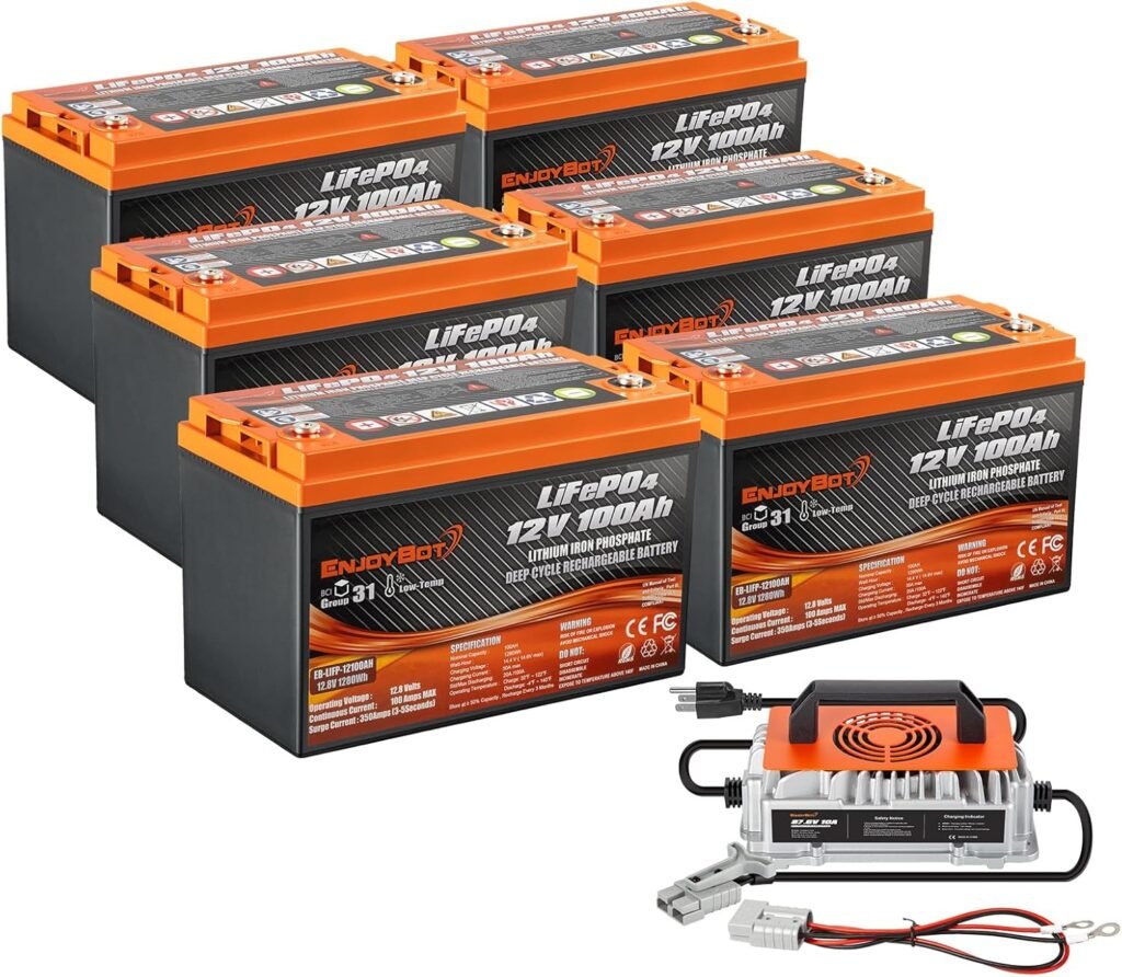 Enjoybot 48V 100Ah LiFePO4 Lithium Golf Cart Battery Conversion Kit - 4 X 12V 100Ah Group 31 LiFePO4 Battery, Built-in 100A BMS with Low Temperature Cut-Off Function, Peak Current of 350A