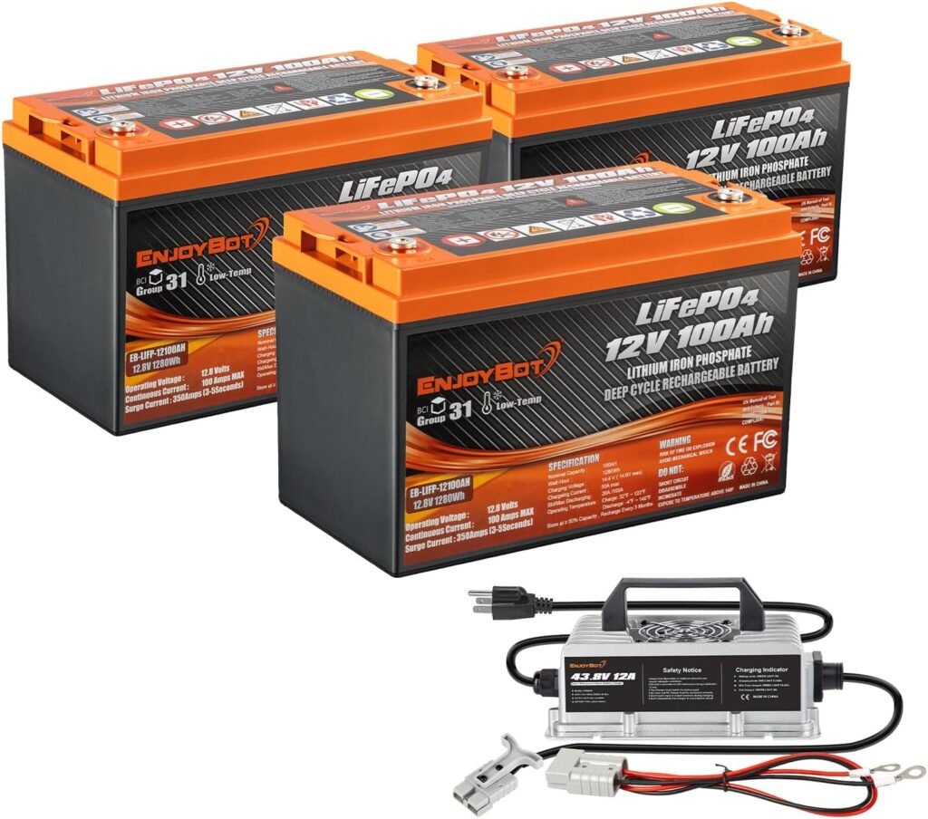 Enjoybot 48V 100Ah LiFePO4 Lithium Golf Cart Battery Conversion Kit - 4 X 12V 100Ah Group 31 LiFePO4 Battery, Built-in 100A BMS with Low Temperature Cut-Off Function, Peak Current of 350A
