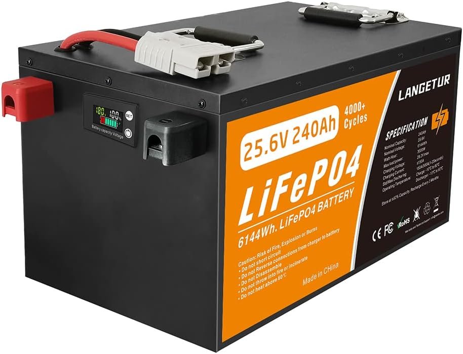 LifePO4 Battery 24V 240AH 6144Wh,Langetur 24V Lithium Battery,Deep Cycles 4000+,Build IN 150A BMS,Perfect For House Energy Storage, RV,Solar,Camping,Boat,Marine,Trolling Motor,Off-Grid (24V 240A)