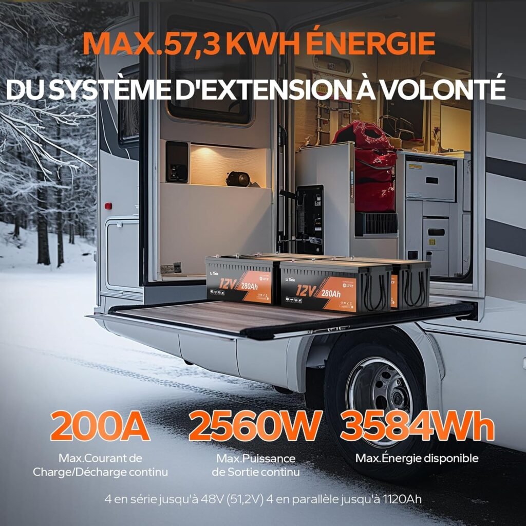 Litime 12V 280Ah LiFePO4 Lithium Battery, 3584Wh Deep Cycle RV Battery, Low-Temp Protection, Perfect for Campers, Van, Trailers, Truck, Solar System