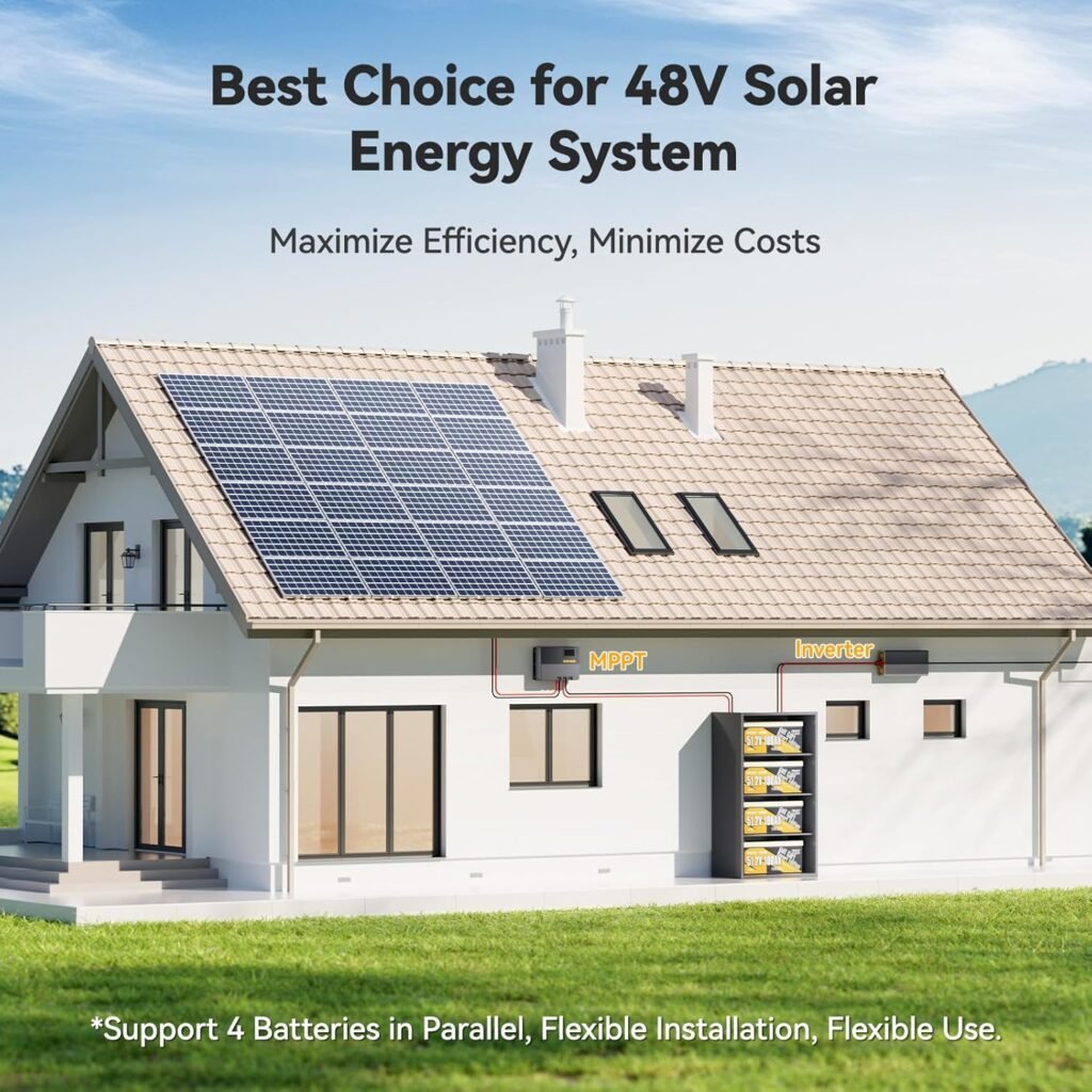 Power Queen 48V 100Ah Lithium Golf Cart Battery, Group 8D LiFePO4 Battery with Bluetooth 5.0, Built-in 200A Smart BMS with Low-temp Protection for 5kW Motor Golf Carts Club Car DS E-Z-Go TXT