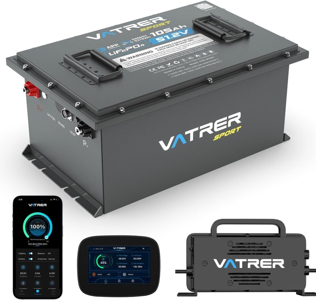 48 Volt Lithium Battery for Golf Cart, Upgraded 300A BMS, 600A Peak, Parallel Ready, 6000+ Cycles, Max 15.36kW Power Output, 3C Discharge, LCD Display  App, Perfect for UTV, Golf Carts