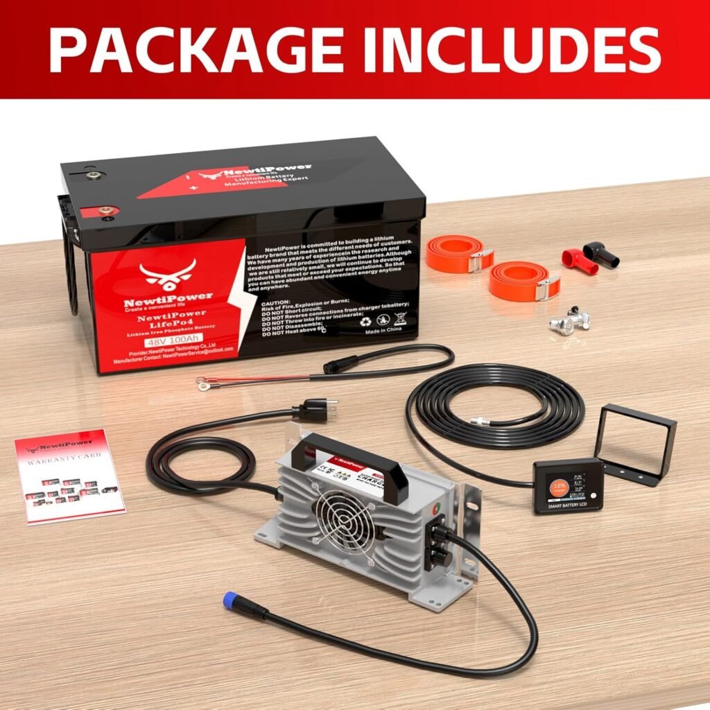 48V 100Ah Golf Cart LiFePO4 Battery with ChargerMonitor, 5120Wh Lithium Battery with 200A BMS, Up to 10000+ Rechargeable Cycles, Perfect for Golf Cart, Solar Power Storage (48V*100Ah) 48V 100Ah Golf Cart LiFePO4 Battery with ChargerMonitor, 5120Wh Lithium Battery with 200A BMS, Up to 10000+ Rechargeable Cycles, Perfect for Golf Cart, Solar Power Storage (48V*100Ah)