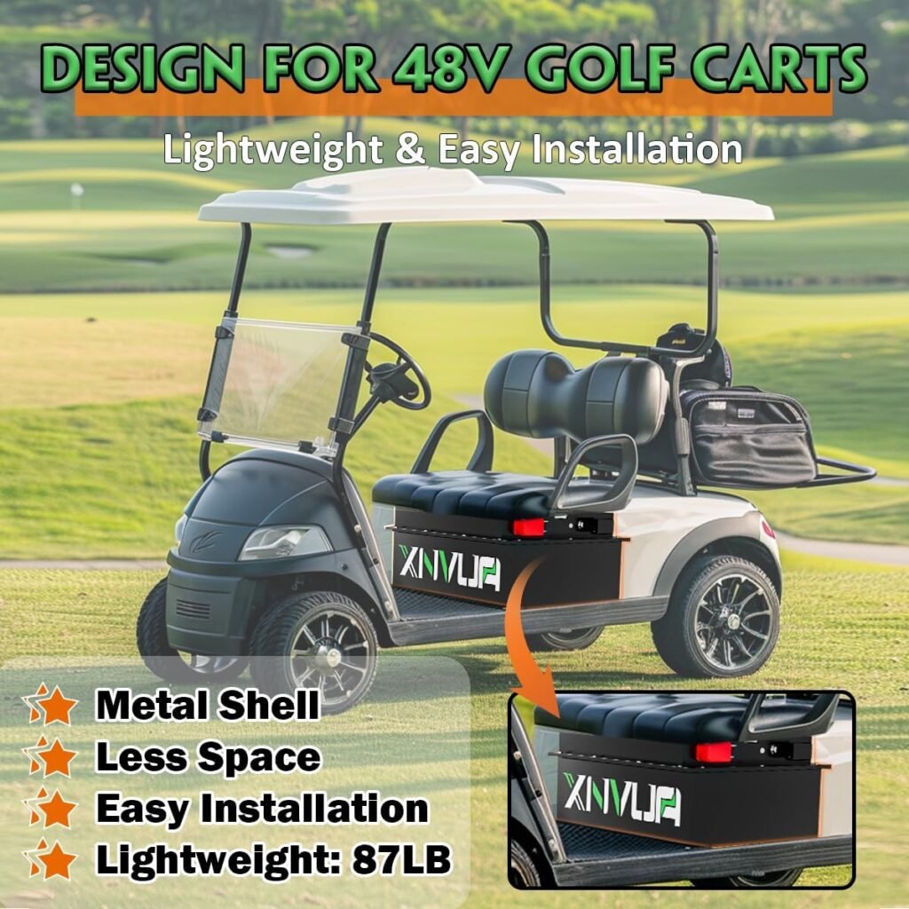 48V 100Ah Lithium Golf Cart Battery Built-in 200A BMS with Touch Monitor  Mobile APP, 4000+ Cycles LiFePO4 Battery Perfect for Golf Carts, Trolling Motors, Marine