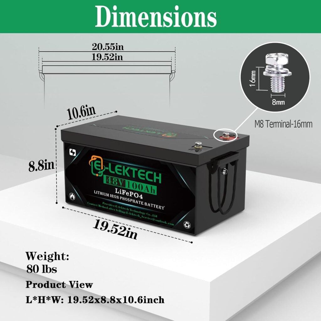 48V 100Ah Lithium Golf Cart Battery with Charger, Built-in Smart 200A BMS, Peak Current 500A for Golf Cart