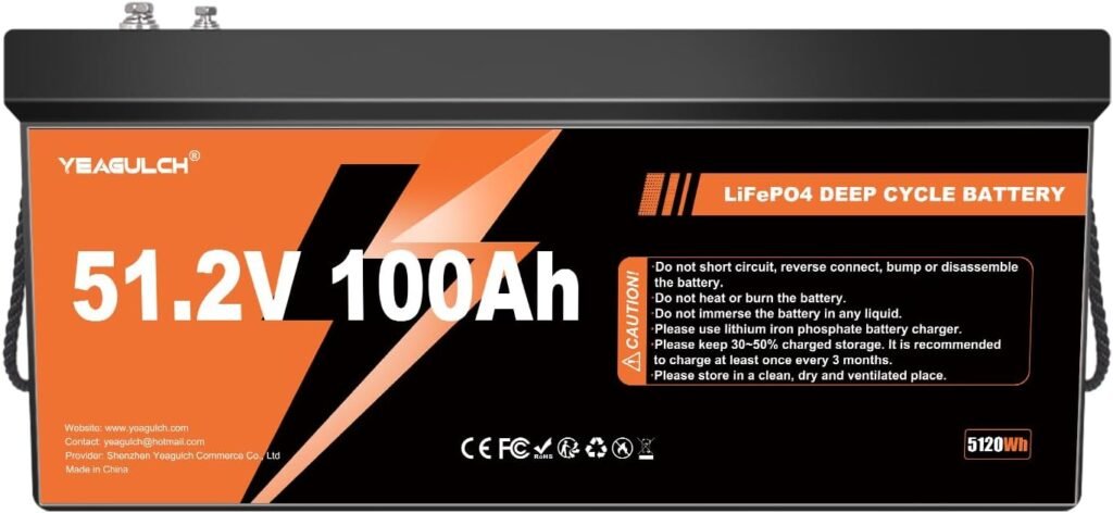 48V 100Ah Lithium Golf Cart Lifepo4 Battery with 200A BMS Support up to 5000W Motor 6000+ Deep Cycle Low-Temp Protection Battery for Golf Carts, RV, Off-Grid