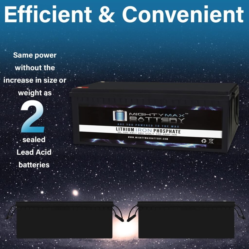 Mighty Max Battery 48V 100Ah Lithium Replacement Battery Compatible with RV, Trolling Motor, Golf Cart Mighty Max Battery 48V 100Ah Lithium Replacement Battery Compatible with RV, Trolling Motor, Golf Cart