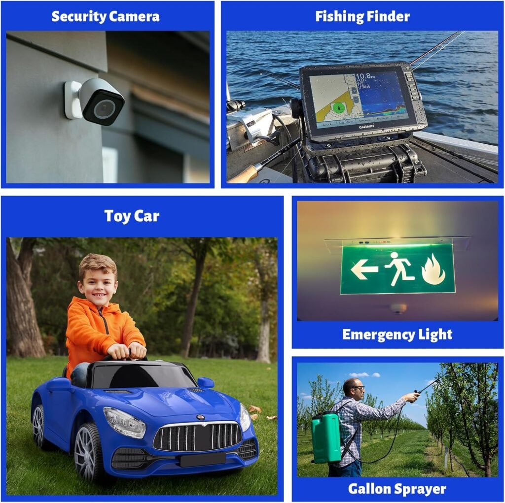 12V 6Ah LiFePO4 Lithium Battery, 6A BMS 76.8W Output Power, 4000+ Deep Cycles Years Lifetime, Low Self-Discharge, for Fish Finder, Toy Car, Security Camera, Camping, Garage Door Opener, Solar