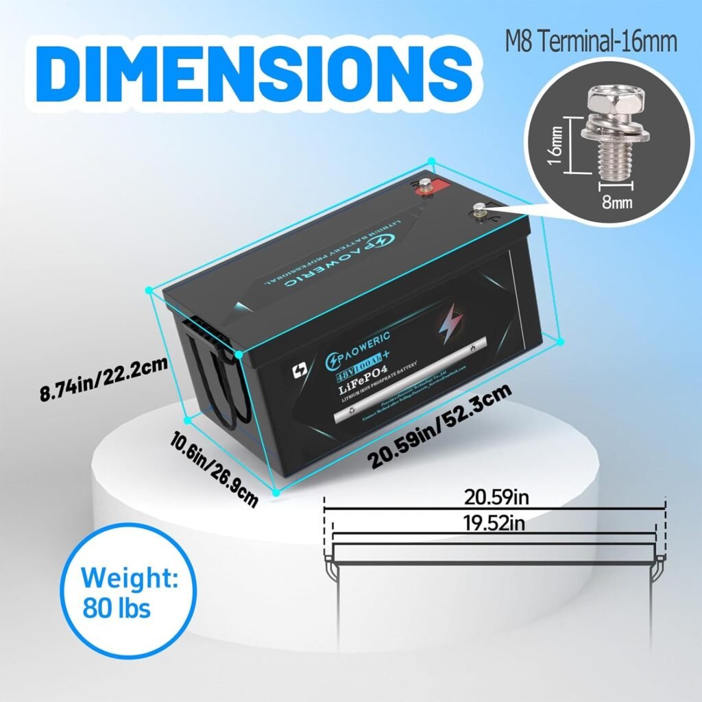 48V 100Ah Golf Cart LiFePO4 Battery, 10240W Output, 200A BMS, Perfect for Golf Cart, RV, Off Grid 48V 100Ah Golf Cart LiFePO4 Battery, 10240W Output, 200A BMS, Perfect for Golf Cart, RV, Off Grid