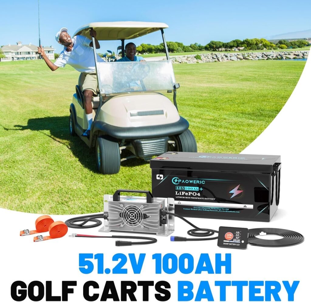 48V 100Ah Golf Cart LiFePO4 Battery, 10240W Output, 200A BMS, Perfect for Golf Cart, RV, Off Grid 48V 100Ah Golf Cart LiFePO4 Battery, 10240W Output, 200A BMS, Perfect for Golf Cart, RV, Off Grid