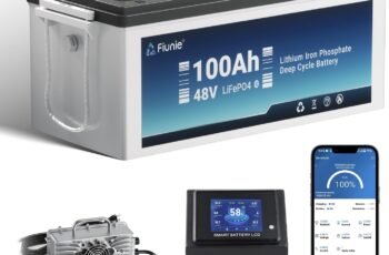 48V Lithium Battery Golf Cart Kit 18A Charger, 48V 100Ah Lifepo4 Battery with LCD Monitor, Built-in Smart 200A BMS, Max 10.24kW Load Power Output for Golf Carts,Club Car, EZGO, Yamaha