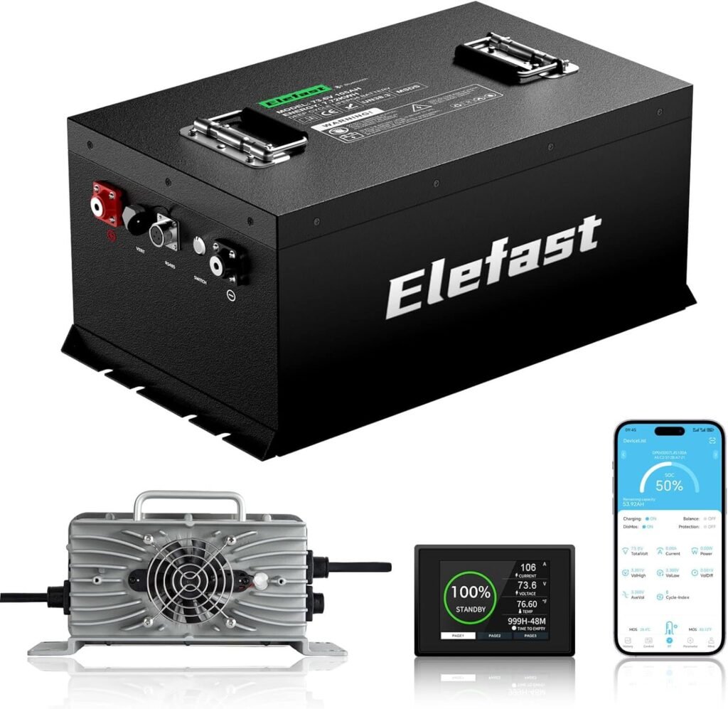 48V Lithium Battery Golf Cart,48V 100AH Golf Cart Batteries with 58.4V 18A Charger and LCD Touch Monitor,Built-in Smart 200A BMS and Bluetooth,Peak Current 1000A,Perfect for Ezgo,Yamaha,Club Car