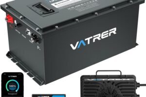 51.2V 105Ah Lithium Golf Cart Battery, Built-in Smart 200A BMS, with Touch Monitor & Mobile APP, VATRER POWER 4000+ Cycles Rechargeable LiFePO4 Battery, Max 10.24kW, Perfect for Golf Carts