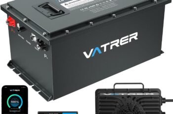 51.2V 105Ah Lithium Golf Cart Battery, Built-in Smart 200A BMS, with Touch Monitor & Mobile APP, VATRER POWER 4000+ Cycles Rechargeable LiFePO4 Battery, Max 10.24kW, Perfect for Golf Carts