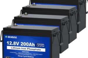 DC HOUSE 12V 200AH (4 Pack) Lithium LiFePO4 Deep Cycle Battery, Low Temp Cut Off, with 2560Wh Energy Max. Built-in 200A BMS for RV, Solar, Home Energy Storage, Marine Trolling Motor, Boat, Golf Carts