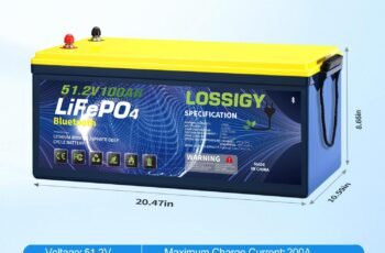 LOSSIGY 48V Lithium Golf Cart Battery, With 18A Charger & LCD Mobile Monitor,100Ah LiFePO4 battery with 200A BMS,10.24kW Output, 1000A Peak Current,Perfect for Golf Carts,RV Solar System