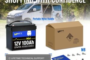 WattCycle 12V 100Ah Mini LiFePO4 Lithium Battery Smaller than BCI Group 24 Built-in 100A BMS Low-Temp Protection 15000 Deep Cycles 1280Wh for Home Storage Marine Golf Cart RV Solar Trolling Motor