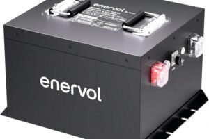 Enervol 48V 105Ah Mini Golf Cart Batteries, Lithium ion Battery with 58.4V 22A Battery Charger, Built-in 200A BMS, LCD Screen and Smart APP, Max 10.24kW, Perfect for Golf Cart, Club cart, EZGO, YAMAHA