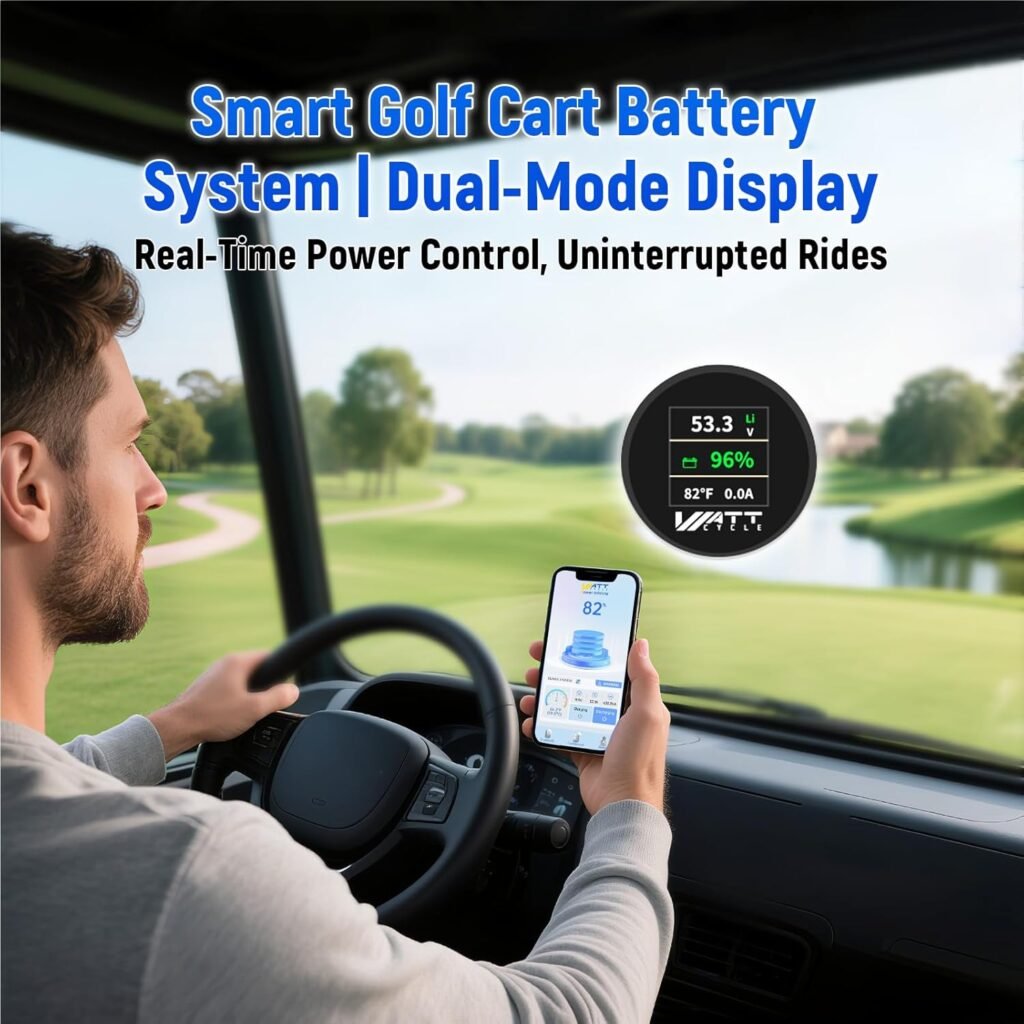 Wattcycle 48V 105Ah Golf Cart Batteries, 48V Lithium Battery 250A BMS, IP65 Waterproof Marine Batteries, LiFePO4 Battery 15000+ Deep Cycles, Built-in Bluetooth, Perfect for Home Energy, RV, Solar