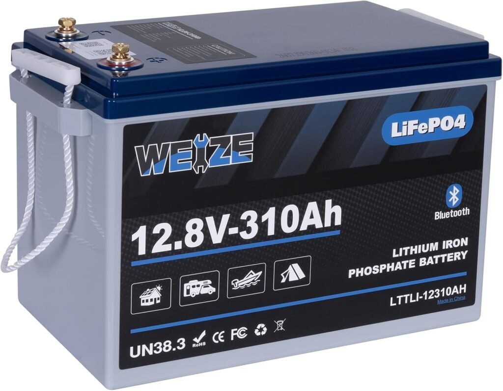 WEIZE 48V(51.2V) 105AH Golf Cart Bluetooth LiFePO4 Battery (Replace 6x8V GC8) with Lithium Batteries Charger, LCD Display, Grade A Cells, 200A BMS, Low-Temp Protection for Golf Carts, FCC Listed