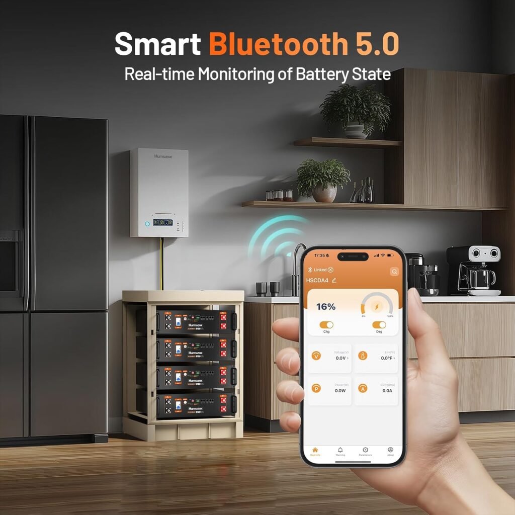 HumsiENK 48V 100Ah LiFePO4 Lithium Battery | UL1973 Listed| 3U Server Rack with Active Balancing BYD Cells, Max 5120Wh Bluetooth, 100A BMS for Off-Grid Solar System, Home Energy Storage, Backup