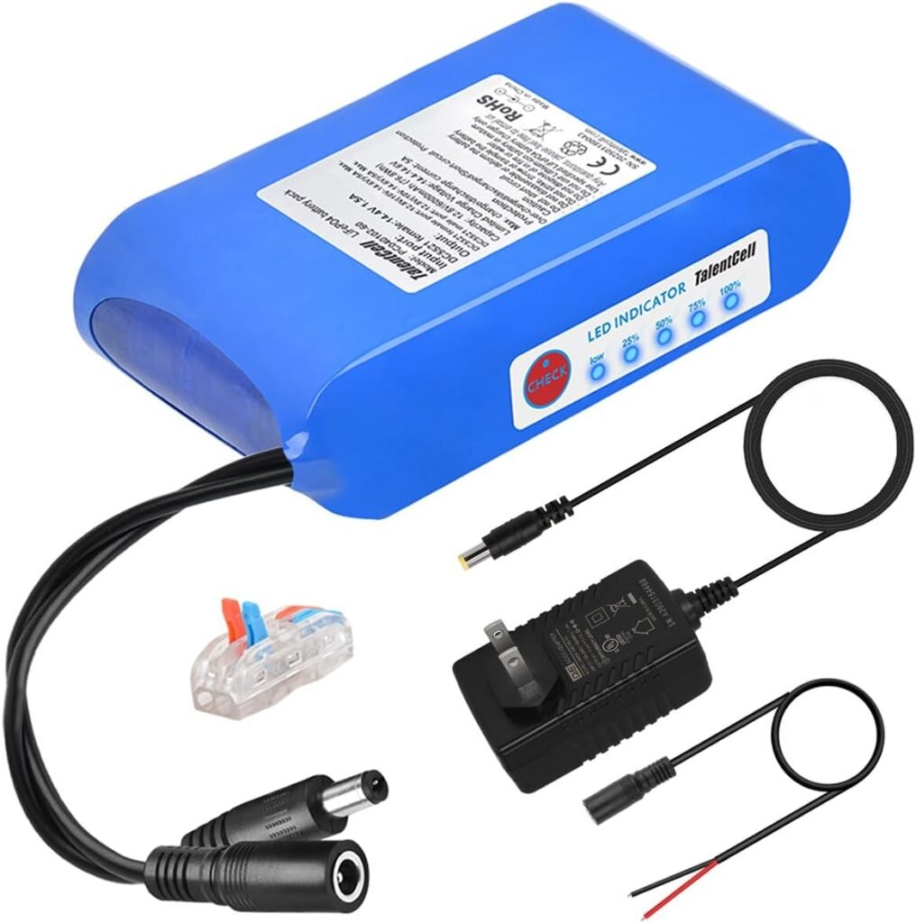 TalentCell 12V 6Ah LiFePO4 Battery Pack, Ultra Long Life Cycles Rechargeable DC 12.8V 6000mAh 76.8Wh Lithium Iron Phosphate Backup Battery for LED Strip, CCTV Camera, Router, Solar System, DIY Project