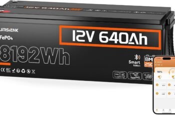 HumsiENK 12V 640Ah LiFePO4 Lithium Battery (250A BMS) with Bluetooth